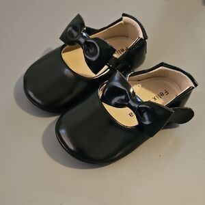Elegant Black Kids Dress Shoes with Bow